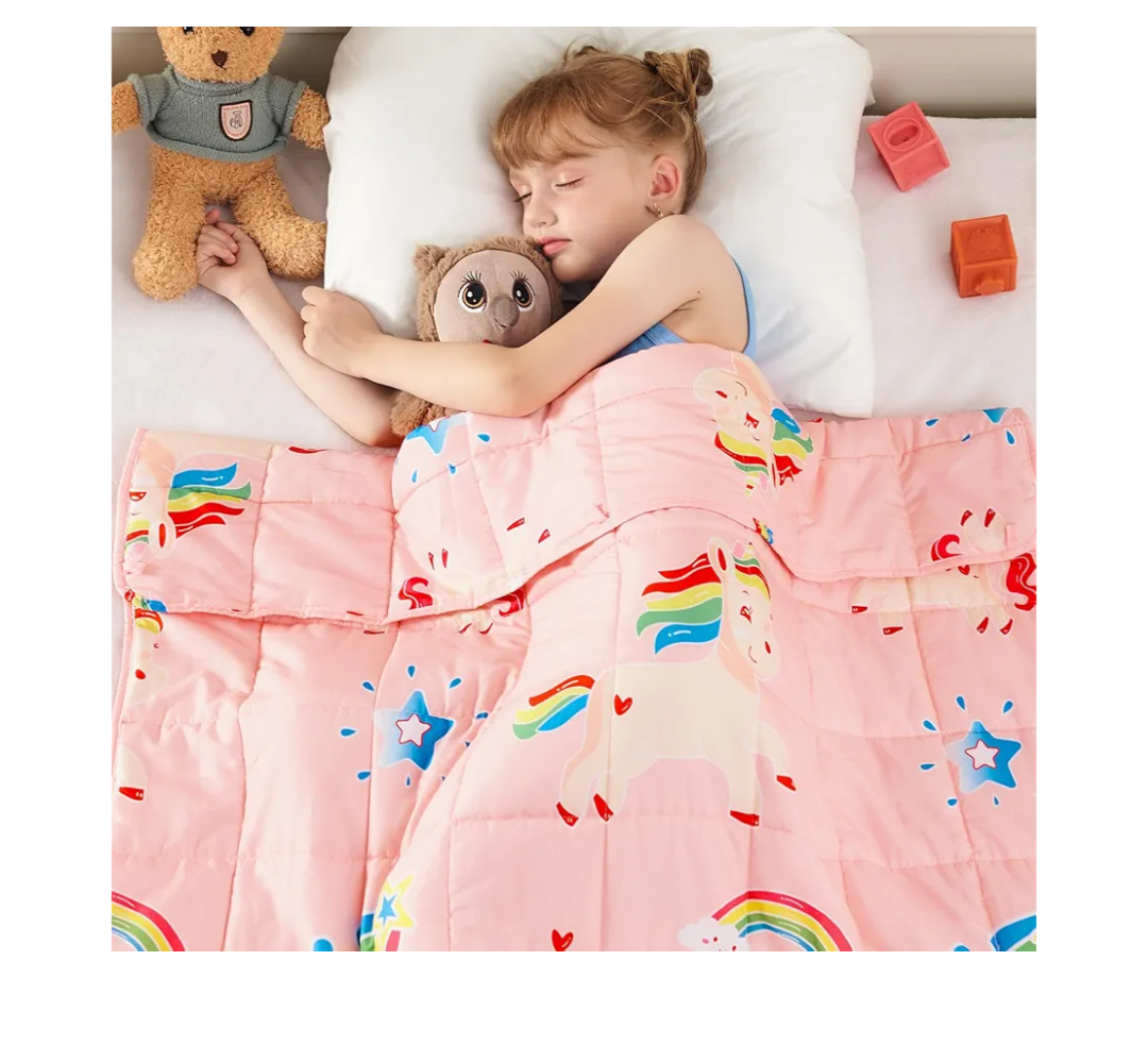yescool Unicorn Weighted Blanket 5 Pounds Cooling Weighted Lap Blanket, Pink Rainbow Heavy Blankets, Breathable Weighted Throw Blanket Gift for 40-60lbs, 36"x48"