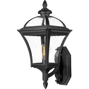 Emliviar 23 Inch Modern Exterior Light Fixture, Large Vintage Outdoor Porch Light for House, Die-Cast Aluminum with Seeded Glass, Black Finish, XE266B BK