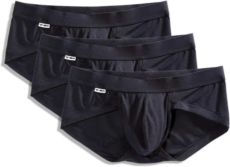 TB Men's Brief 3-Pack - TB Comfortable Underwear Breathable Microfiber (Black, XS)