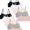 Fruit of the Loom Girl's Big Girls Training Bra Value Packs (Large, White/Grey/Nude/Black/Blush Rose)