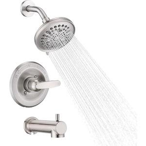 Replacement Faucet Shower Trim Kit for Delta 1300/1400 & 13/14 Series, Tub Shower Faucet Set, High Pressure 9-Setting Rain Shower Head - Brushed Nickel (Valve/Cartridge Not Included)