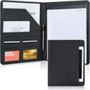 Pacific Mailer Padfolio Portfolio Binder Leather Padfolio Legal Pad Portfolio Business Card Holder Included Letter Size Writing Pad [Black] (Padfolio with Top Pocket (9.84" x 12.4" x 1"))