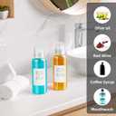 VITVITI Glass Mouthwash Dispenser for Bathroom, 10 OZ Mouth Wash Container Bottle with Lid Cup, Countertop Small Clear Refillable Mouthwash Dispensers Decanter, Set of 2 (White)
