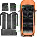 Floor Mats Cargo Liner Compatible for T-oyota Sienna (2021-2023 2024 2025) 7 Seat Custom Fit 1st, 2nd and 3rd Row Weather Mats (7 Seater with Spare Tire)