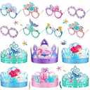 Gueevin 40 Pcs Mermaid Birthday Decorations Mermaid Party Hats Mermaid Party Favors Mermaid Themed Paper Eyeglasses Mermaid Crowns Mermaid Party Decorations Hats for Birthday Party Decor