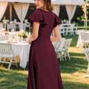 Bbonlinedress Vintage Cocktail Dress V Neck Women Formal Wedding Guest Retro Church Tea Length Mother of The Bride Dress (Small, Burgundy)