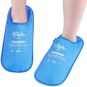 Hilph Foot Ice Pack Slippers for Plantar Fasciitis 2 Packs, Reusable Hot Cold Packs Gel Ice Slipper for Foot and Broken Toes, Gout, Foot Surgery, Neuropathy, Diabetic, Swollen (Light Blue)