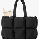Herald Puffer Tote Bag for Women, Large Quilted Puffy Handbag Lightweight Satchel Purse with Cup Holder & Compartment