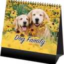 2 x 2026 Desk Calendar & Monthly Planner, Dog Family, Various Dog Breeds and Cute Puppies, Standing Flip, Spiral Binding, Stand-Up Tent,14 Sheets, 8"x 7.9"
