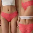 SHARICCA Lace Underwear for Women Sexy Cheeky Biknis Panties Soft Hipsters Pack (M)