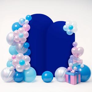 LEBENGURU Upgraded 8FT Wedding Arch Cover, 6.6FT Royal Blue Spandex Fitted Arch Backdrop Cover, Set of 2 for Round Top Chiara Stand Covers for Birthday Party Baby Shower Banquet Balloon Dcor