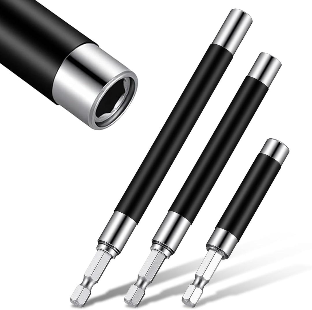3 Pcs Drill Bit Tip Holder Drill Extension Bit Holder Magnet Screw Drive Guide with Telescopic Sleeve Drills Bits Guide Rod Adapter 3.15"/4.72"/5.51"(80/120/140mm) for Screwdriver Bits Nut Socket