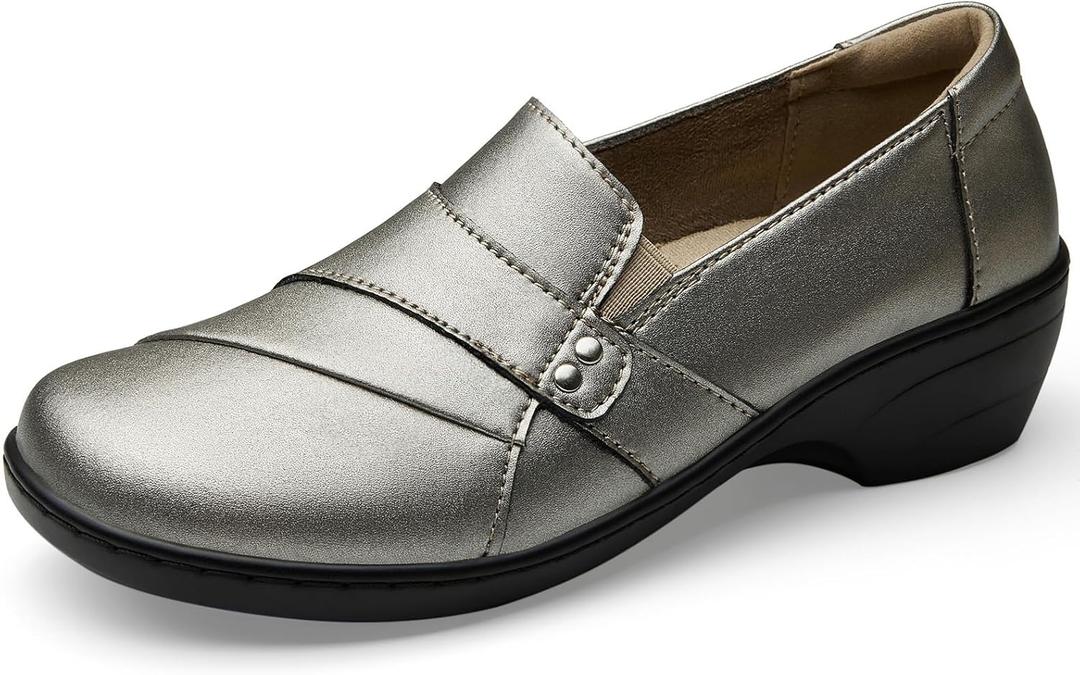 KORDAL Women's Comfortable & Lightweight Leather Loafers Slip-Ons Stylish Business Casual Dress Shoes Work Office Everyday Walking Shoes for Women (Gray, US 9)