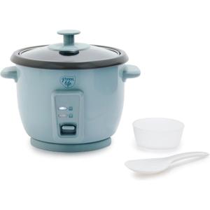 GreenLife Electric Rice Cooker, 3-Cups Uncooked/6-Cups Cooked, Removable PFAS-Free Nonstick Pot, One-Switch Design, Auto Keep Warm, Small Space Saving, Rice Paddle, Soup, Grains, Oatmeal, 1.5 QT, Blue