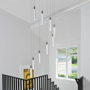 Pendant Lighting for Kitchen Island,High Ceiling Chandelier, Modern Chandelier Light Fixtures, Raindrop Chandelier Dimmable Lighting Large Living Room Chandelier Staircase Foyer,9 Lights