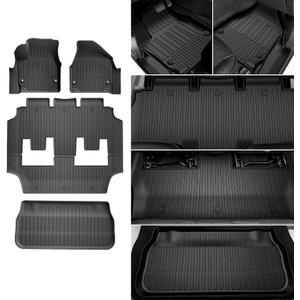Floor Mats & Cargo Liner for 2017-2026 Chrysler Pacifica 7 Passenger Model (Non Hybrid&Non Pinnacle) & 2020-2026 Voyager: Custom All-Weather Protection Full Set TPE Floor Liners