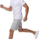 Yundobop Mens Casual Shorts Cotton Drawstring Summer Athletic Shorts with Zipper Pockets (Gray)