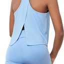 Girl's 2 Piece Workout Outfits Round Neck Split Crop Tank Top and Biker Shorts Athletic Sets (6Y, Blue)
