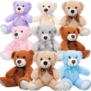 Zhanmai 9 Packs Cute Bear Stuffed Animals 14 Inch Plush Bears in 7 Colors Stuffed Animals Bulk for Valentine Gift Graduation Baby Shower Birthday Party Favor(Multicolor) (Beige, Brown, Pink, Blue, White, Light Purple, Gray)
