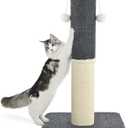 Made4Pets Tall Cat Scratching Post, Heavy Duty and Thicker Scratching Posts for Indoor Cats Adults, 33" Natural Sisal Cat Scratcher with Hanging Balls, Sturdy Base Cat Scratch Post, Dark Grey