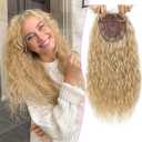 Curly Hair Toppers For Women with Thinning Hair Synthetic 6.5x6.5 Ladies Wiglets Full Coverage Blonde Topper Perfect for Daily, Holiday, Style (20 Inch)