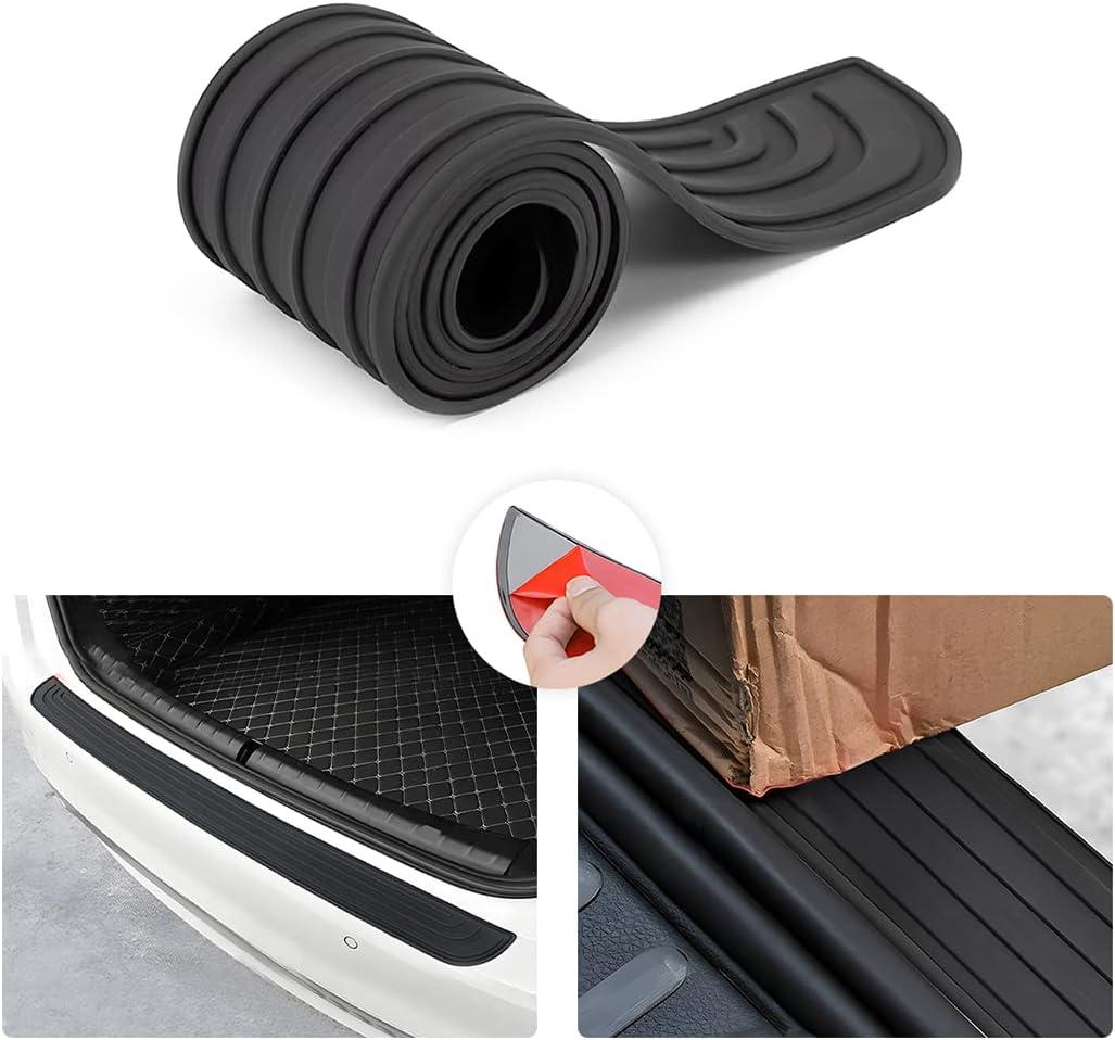 Car Rear Bumper Protector Guard - Anti-Scratch, Non-Slip, 40.9in Black Rubber Accessory