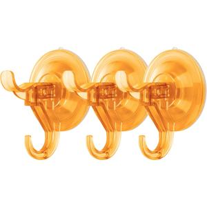 Antimbee 3 Pack Suction Cup Hooks, Wreath Hangers, Removable Small Suction Cups for Shower, Bathroom, Glass, Door, Windows, Kitchen-Up to 11 lbs on Smooth Surface (Transparent Orange)