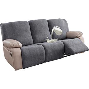 100% Waterproof Recliner Sofa Slipcovers, 3 Pieces Stretch Reclining Couch Covers for 3 Cushion Couch Sofa Pet Friendly Washable Furniture Covers for Dogs, Pets, Kids (Dark Gray, 3 Seater)
