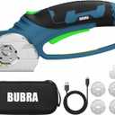 BUBRA Cordless Electric Scissors for Cardboard, Fabric & Carpet, 4V Cardboard Cutter, Rechargeable Electric Box Cutter Cuts up to 1/3", Includes 4 Blades and key,Safety Lock & LED Light