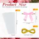 Yexiya 50 Sets Valentines Wreath Candy Bags with Ribbon Bow Twist Ties and Long Clear Treat Bags for Party Favor Easter Wedding DIY Candy Wrapping Gifts Chocolate Bag(Pink,2.4 x 21.7 Inch)