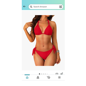 AQUA EVE Women Halter Bikini Set - Two Piece Triangle Swimsuit Tie Bathing Suit 2025 Cute Swimwear Size Large, Red
