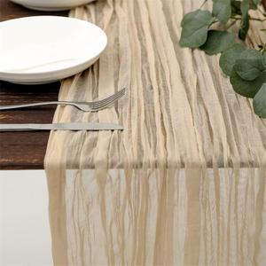 3 Pack Cheesecloth Table Runner, 10FT Beige Cream Boho Gauze Romantic Table Runner for Wedding Birthday Party Table Home Decoration Shower