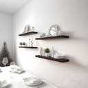 PHPH 24 Inch Wood Floating Shelves for Wall, Wooden Wall Shelves for Bedroom, Set of 6 Brown