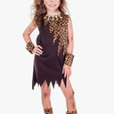 fun shack Cavegirl Costume For Kids, Cave Girl Dress, Caveman Outfit For Girls, Fun Cavegirl Dress Up L