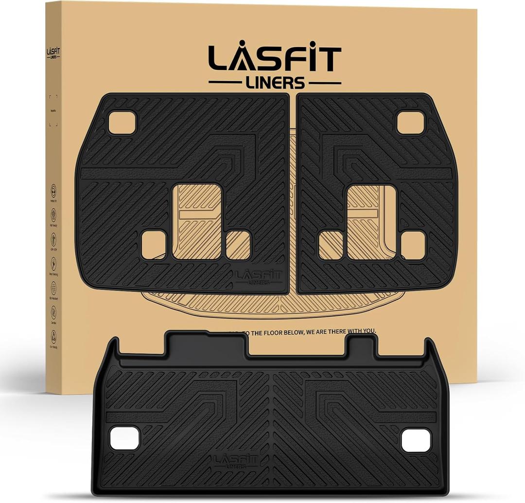 LASFIT Cargo Mat & Backrest Mats for Kia Carnival 2026 2025 2024 2023 2022 / Kia Carnival Hybrid 2025-2026, All Weather TPE Custom Fit Car Trunk Mats Cargo Liners Accessoires, Black