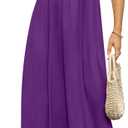 DB MOON Womens 2025 Summer Maxi Dresses Casual Short Sleeve Empire Waist Spring Long Dress with Pockets (Purple)