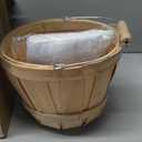 Eaasty 3 Pack Round Wooden Bushel Baskets Wood Fruit Buckets with Handle for Vegetable Snack Fall Holiday Farmhouse Garden Decoration, 4-quart Capacity, 6. 1 Inch Tall, 8 Inch Diameter