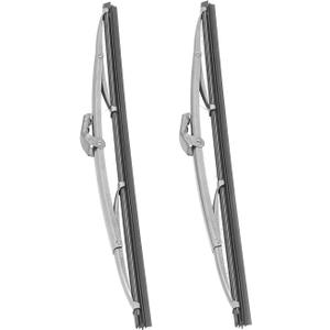 Front Wiper Blades Set, 12in Front Wipers Pair, Universal Windshield Wiper Blade, Stainless Steel Windshield Wipers Blades Polished Silver with Rubber Pad for Most Cars