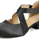 Ballroom Dance Shoes Salsa Latin Dancing Shoes Women for Social Beginner Closed Toe 1 1/2 inches Heels S14 (8.5, Black)