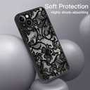 Magnetic Phone case for iPhone 14 6.1 Inch, Grade Protection & Wireless Charging - Aesthetic Lace Flower Pattern Phone Cover for Girls Women -Black Vintage Lace