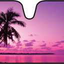BDK Purple Sunset Beach Front Windshield Sunshade Accordion Folding Style Auto Shade for Car Truck SUV Van Blocks UV Rays Sun Visor Protector Easy Setup Keeps Your Vehicle Cool - 58 x 27 inches