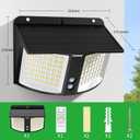 intelamp Solar Motion Sensor Light, Security Flood Light with Remote Control, Dual Color 3000K/6500K, 180 Radar Detection Sensor, IP65 Waterproof Wall Light for Porch, Garden, Yard, Garage, Fence