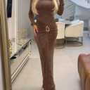 Women Bodycon Maxi Dress Mock Neck Long Sleeve Ruched Elegant Cocktail Dresses Zipper Back Evening Dress (Red, XL)