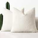 MIULEE 20x20 Inch Decorative Pillow Covers for Couch Bed Set of 2 Textured Boucle Neutral Throw Pillows White Accent Solid Cushion Pillowcase Cozy Soft Sofa Livingroom Home Decor