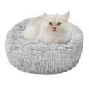 Dog Beds for Small Dogs Round Cat Beds for Indoor Cats Pet Bed for Puppy and Kitten with Slip-Resistant Bottom Plush Donut Cat Bed, Light Grey (XS-38cm Light Grey)