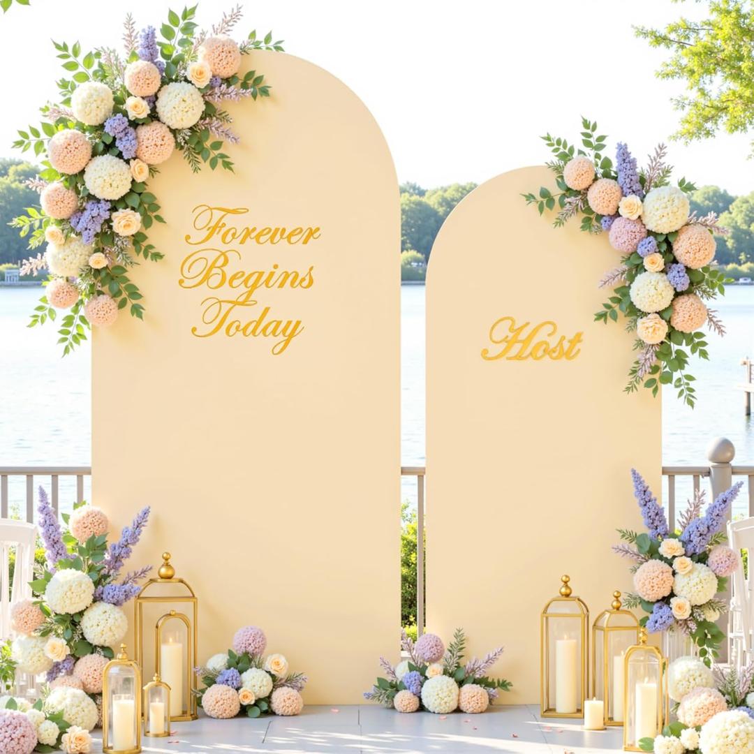Champagne Arch Covers 2 Set 7.2 and 6ft Champagne Arch Backdrop Cover Spandex Fitted Wedding Arch Stand Covers for Birthday Party Baby Shower Bridal Shower Wedding Banquet Photo Balloon Arch Backdrop