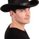 Kangaroo -Cowboy Hat for Women & Men with Pull-on Closure, Costume Party Perfectly Fits as Adults Cowgirl (Black)