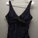 Pink Queen Two Piece Tankini Bathing Suit for Women's Ruched Tummy Control Swimsuit Sets with Bikini Bottom (Black)