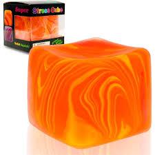 2 x 2 Pcs Stress Cube Bulk 2 Inch Swirl Ice Cube Stress Balls for Adults Anxiety Relief Soft Squeeze Sensory Square Ball for ADHD Prizes Goodie Bag Stuffers Party Favors (Orange,Deep Green)