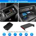 YPHUIKI 2PCS Center Console Organizer Compatible with Honda CRV 2023 2024 2025 2026 Accessories CR-V Hybrid Sport Armrest Storage Box Organizer Tray ABS Material